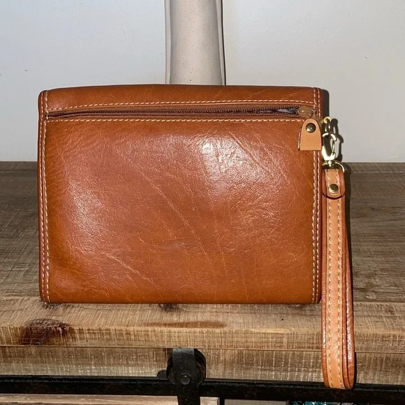 Braciano Original Brown Leather Envelope Clutch - Picture 3 of 6